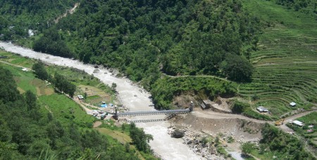 Looking down on Dobilla Bridge, Parbat