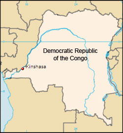 Map showing Kinshasa, DR Congo