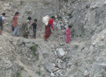 The landslide is posing threat to the mobility of women and children in Rasuwa