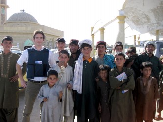 Me with some local kids and a newly built bus stop