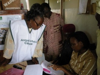 VSO Roselyn from Kenya assists the Kwara School Census