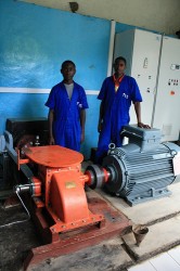 Turbine and generator unit manned by locally-trained operators