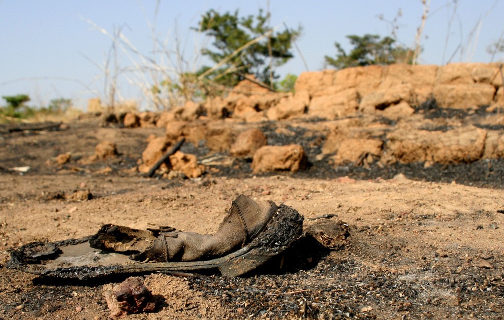 Photo of a burnt shoe