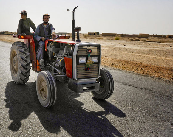 Photo of a tractor on a road