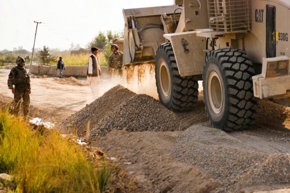 Construction of Lashkar Gar to Gereshk road in the Nahr e Saraj area of Helmand province, Afghanistan.