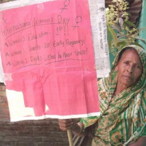 Woman with a placard