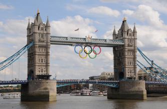 Olympic Rings on Tower Bridge, London