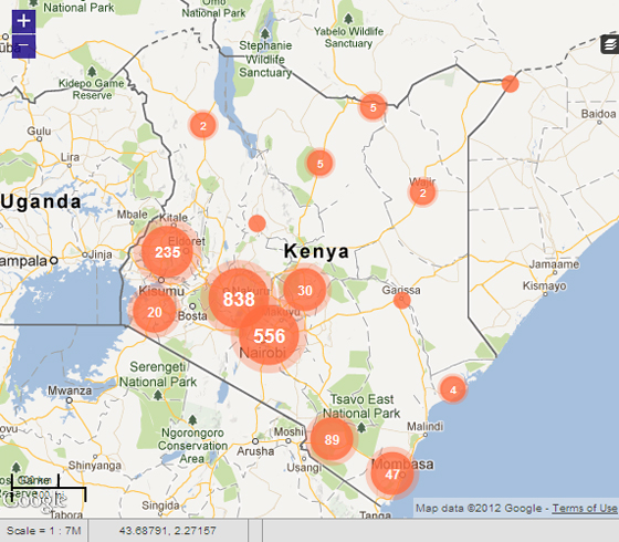 Crowd map: the iCow platform allows farmers to find agricultural services, dealers and much more. Picture: iCow website