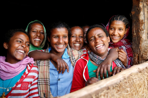 For girls like Bayush (far left) and her friends, education is key to avoiding early marriage and FGM. Picture: Jessica Lea/DFID