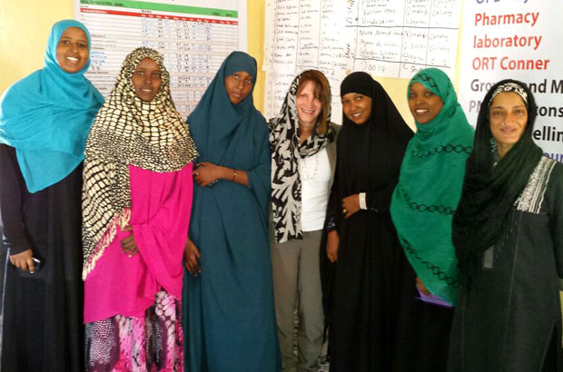 Lynne Featherstone visits the Girls' Club which works to increase awareness of the health impacts of female genital mutilation. Picture: Health Poverty Action 