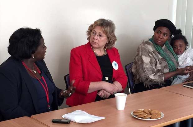 Baroness Northover meets Comfort Momoh and a FGM survivor. Picture: Julia Smith/DFID