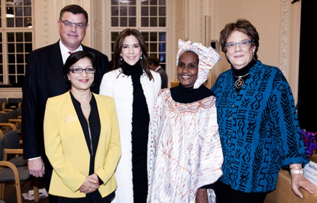 Danish Minister Mogens Jensen, Julia, Crown Princess Mary of Denmark, Mah Cissé and Molly Melching in Copenhagen, November 2014. Picture: Orchid Project