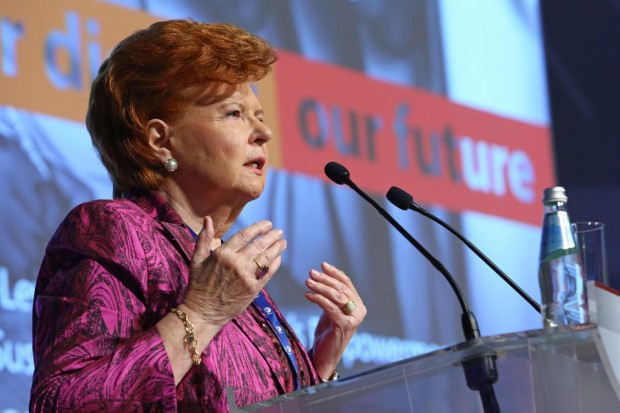 Professor Vaira Vike-Freiberga, former President of Latvia speaking at the Conference on Women's Economic-Empowerment and Sustainable Development in Riga. Picture: EU2015.LV 