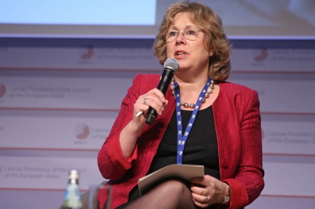 Baroness Northover speaking at the Conference on Women's Economic-Empowerment and Sustainable Development in Riga. Picture: EU2015.LV 