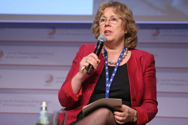 Baroness Northover speaking at the Conference on Women's Economic-Empowerment and Sustainable Development in Riga. Picture: EU2015.LV 