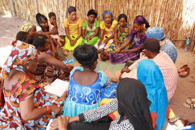 Girls in Sotomoa Samba Koi, The Gambia take part in a group discussion about about tackling FGM and what it would take to end FGM forever. Picture: Christine Kolbe/DFID