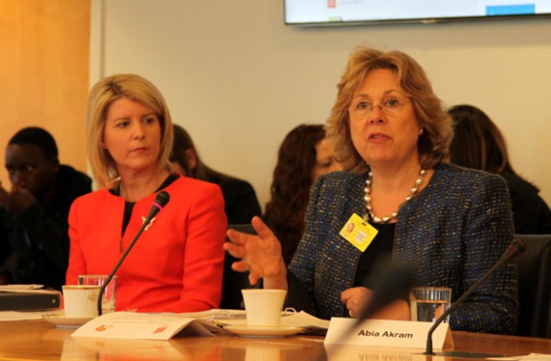 International Development minister Lindsay Northover speaking at event hosted by Australian government which focused on the needs of women with disabilities in conflict. Picture: Sheena Ariyapala/DFID