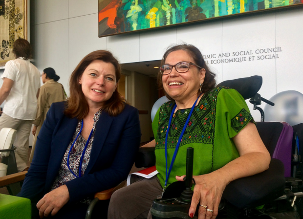 Beverely Warmington meets Judy Hermann at the UN Photo: Fiach O’Broin-Molloy, DFID 
