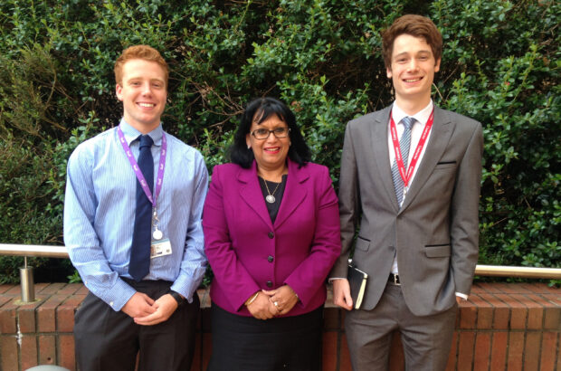 Baroness meets Tom and Peter from the Leonard Cheshire’s Change 100 internship programme.