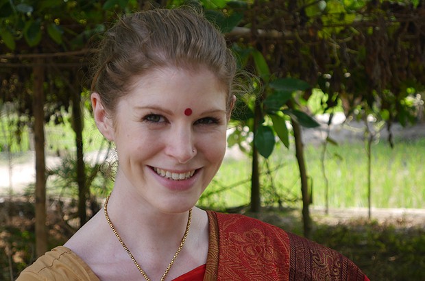 International Citizen Service volunteer Vix in her sari