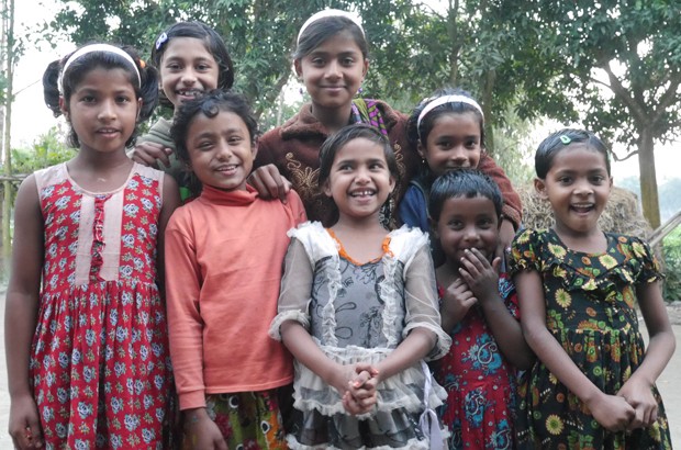 Vix's host-sister Tangina (front row, second from left) with her friends. Picture: Vix Anderton