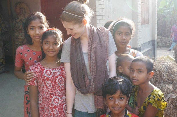 Vix with some of her new friends in Bangladesh